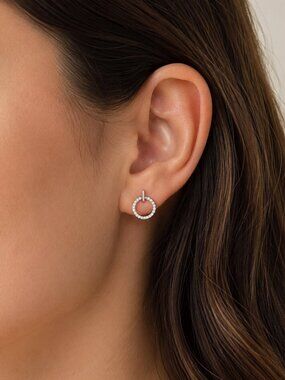 Sterling Silver Cubic Zirconia Circle Stud Earrings